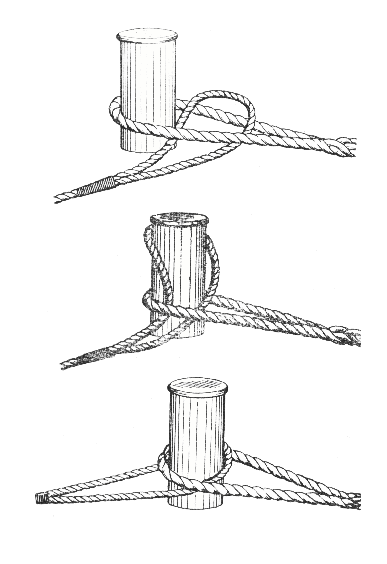 Крепление нескольких швартовов на пале